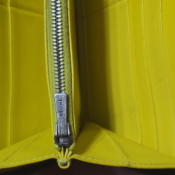 Celine long zipper wallet with Yellow interior in leather (Authentic) - Picture 5 of 13
